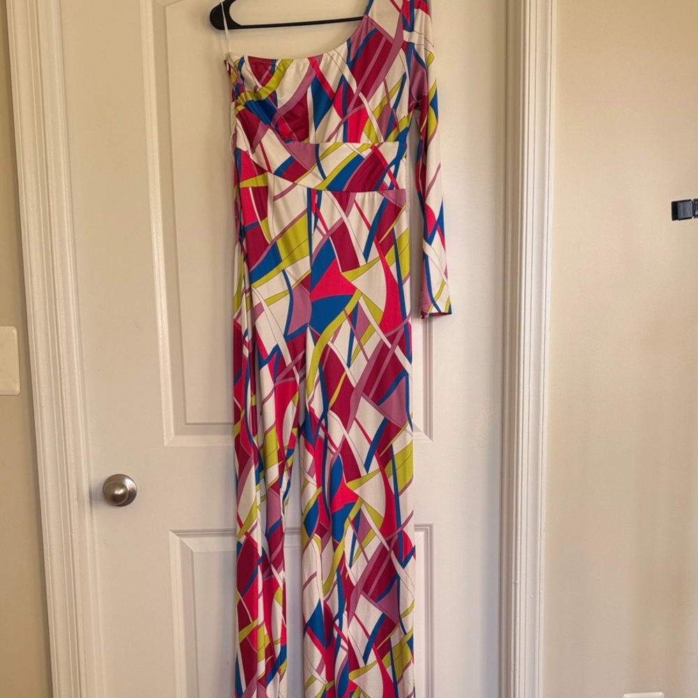 Colorful One-Shoulder halter pant jumper